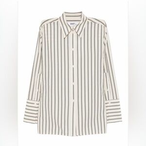 Day Birger et Mikkelsen white Seersucker Striped Shirt  Loose Fit Button Front